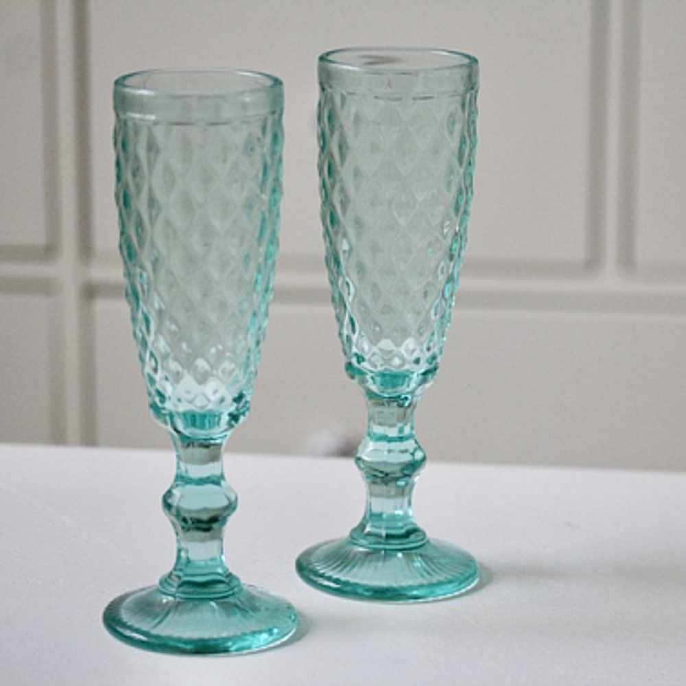 Бокал стеклянный бирюзовый 1 шт, D6,5 x H19.5 см