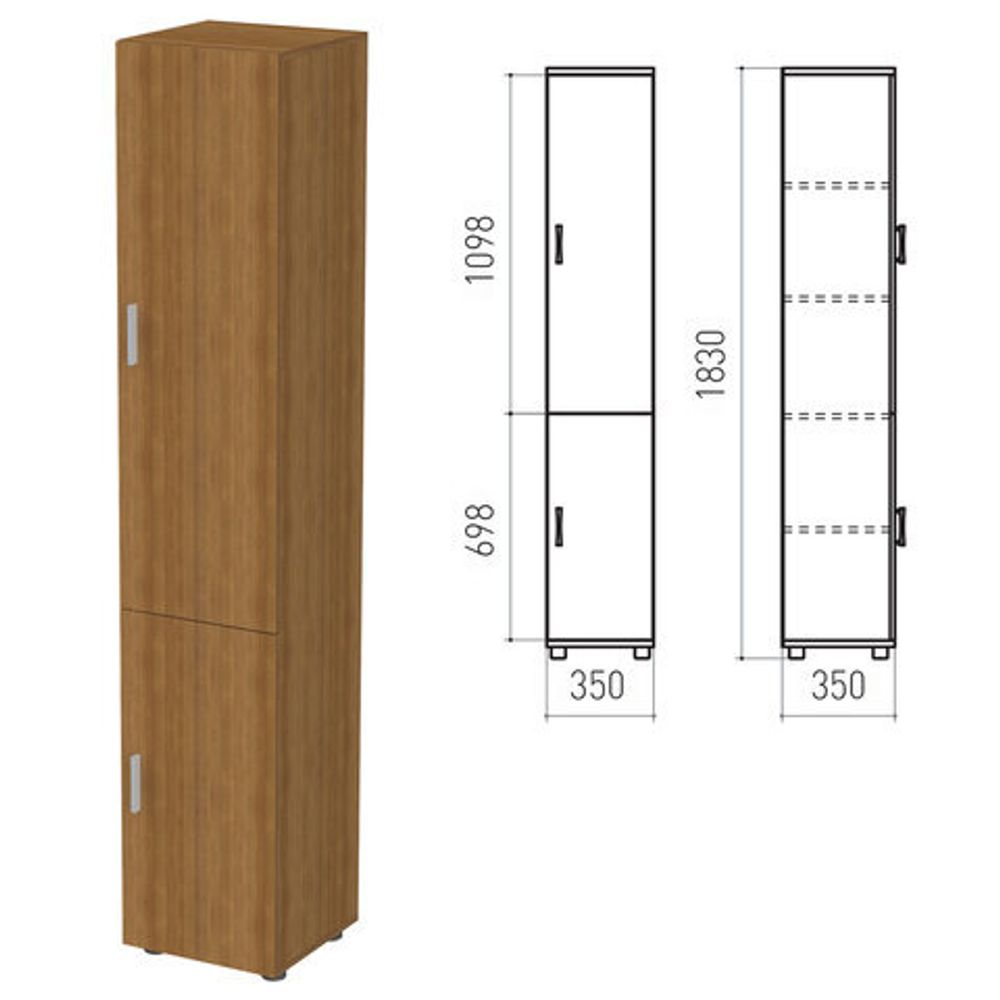 Шкаф закрытый &quot;Канц&quot;, 350х350х1830, цвет орех пирамидальный (КОМПЛЕКТ)