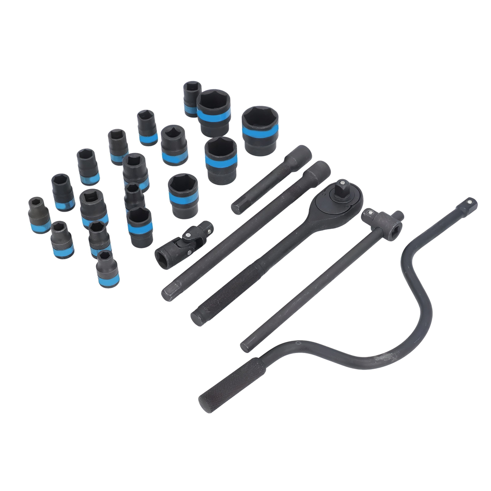 Набор ударных головок 1/2" 24 шт. с воротком / коловоротом / трещоткой под Гайковерт