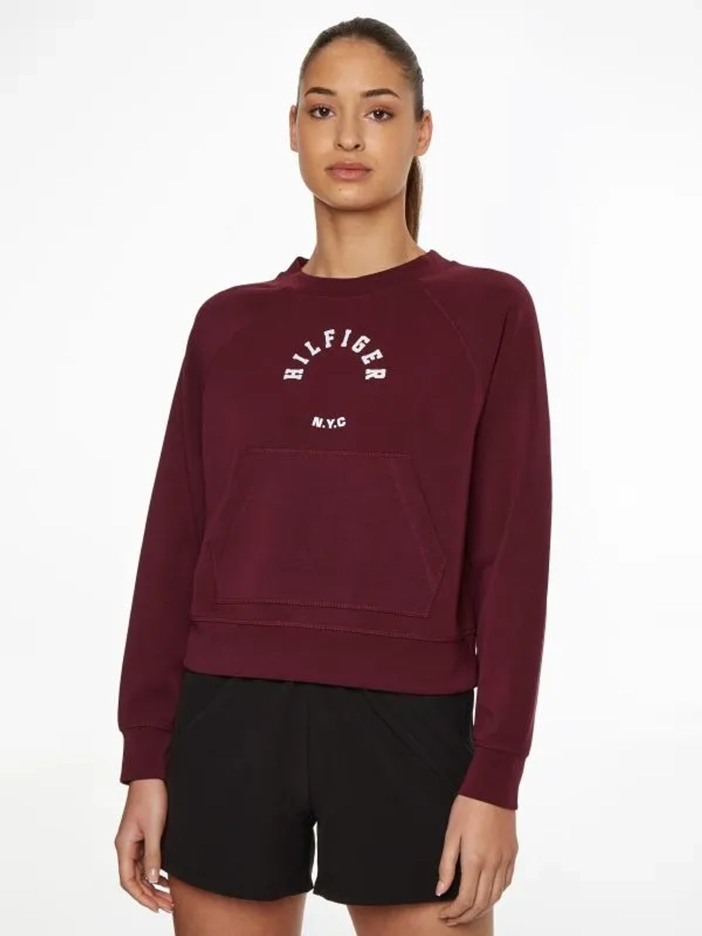 Женская теннисная куртка Tommy Hilfiger RLX Sueded Modal C NK Sweatshirt - sueded rouge