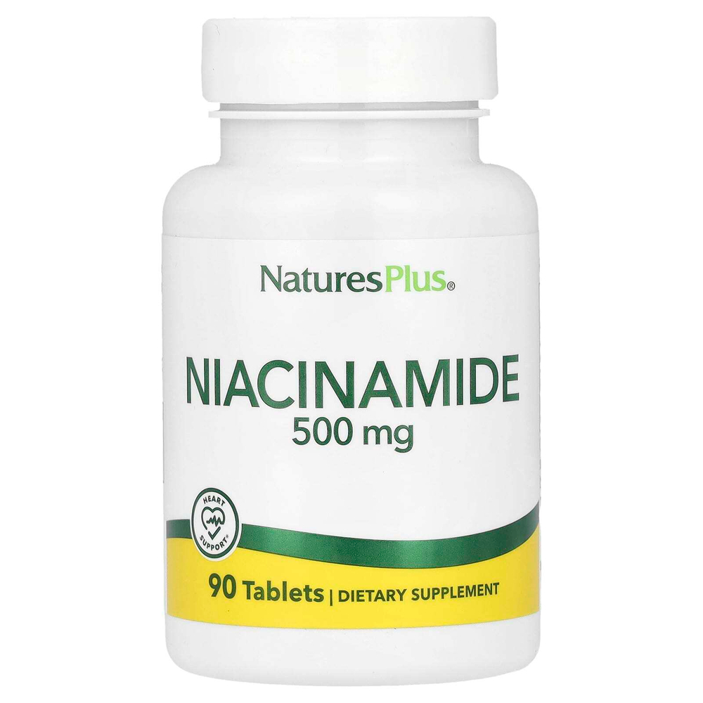 NaturesPlus, никотинамид, 500 мг, 90 таблеток