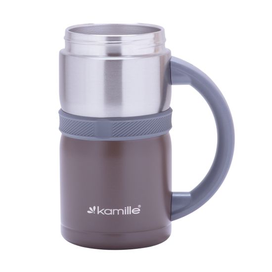 Термокружка 500 мл. из нержавеющей стали Kamille KM-2018 с пластиковой ручкой