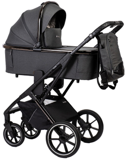 Детская коляска Peppy Tecla 3 в 1 с автокреслом Verona Black Shadow Antrazit Chrome Edition Графитовый
