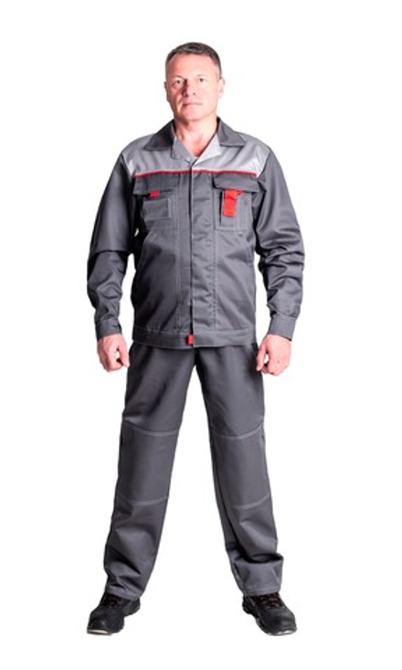 Костюм мужской летний «КИРЖАЧ» (куртка+брюки) цв.темно-серый/светло-серый