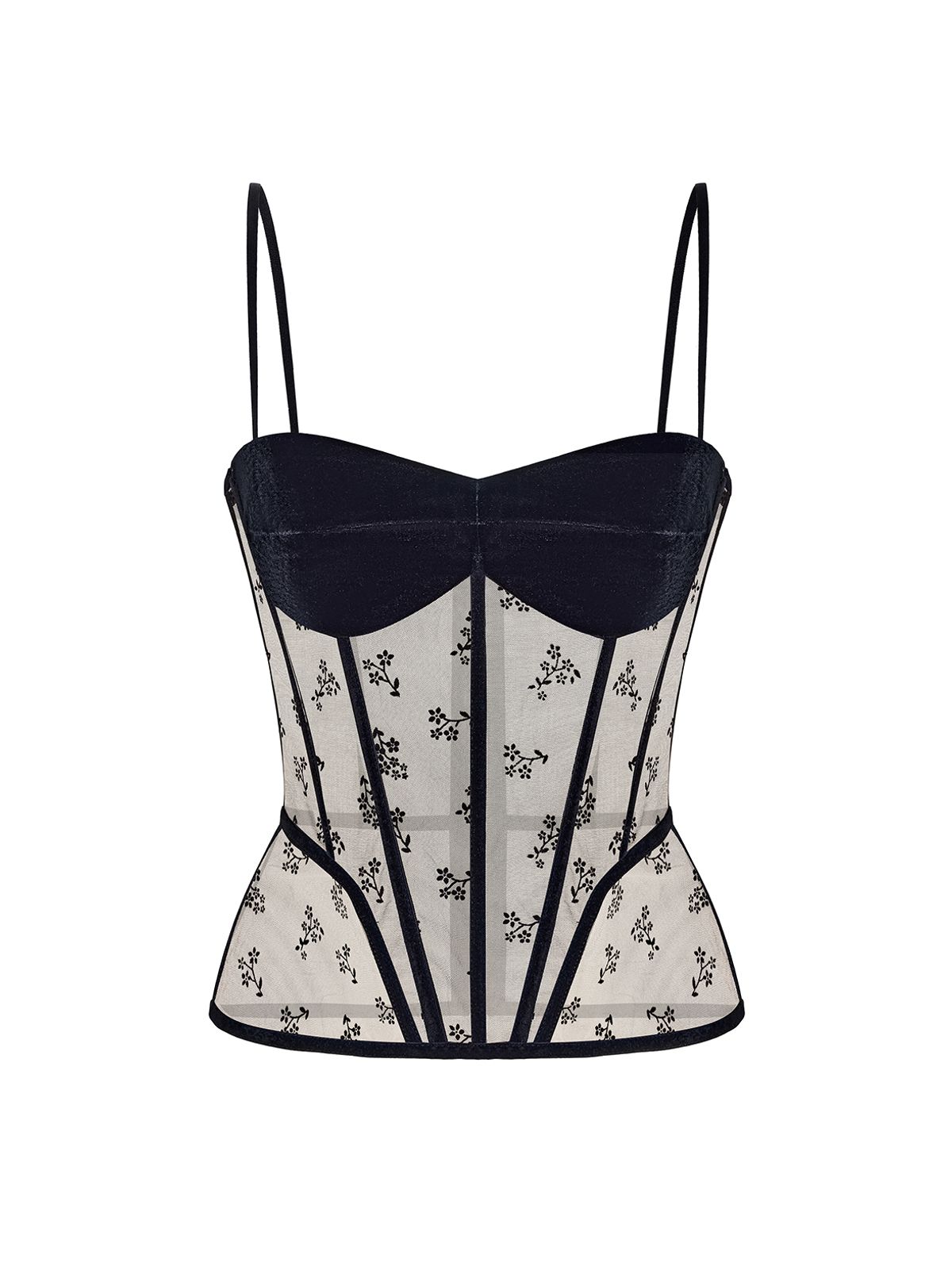Топ бюстье корсетного типа из сетки с цветочным принтом