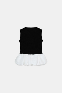 ZARA КОМБИНИРОВАННЫЙ ТОП ИЗ ЭЛАСТИЧНОЙ ТКАНИ, ЧЕРНЫЙ/БЕЛЫЙ