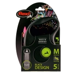 flexi рулетка Black Design M ( до 25 кг ) лента черный розовый