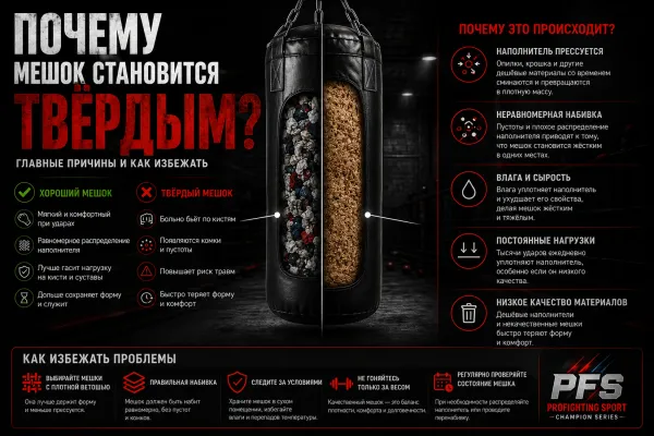 Почему боксерский мешок стал твёрдым и как этого избежать | ProFightingSport Почему боксерский мешок стал твёрдым и как этого избежать | ProFightingSport