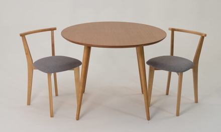 Стол Zip-mebel Монте К 90 натур со стульями Франк натур рогожка серый