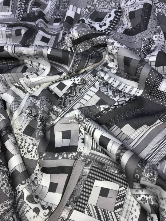 Плательная принт, пэчворк серый/белый/черный BAVARIA