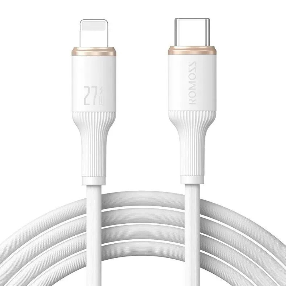 Кабель Type-C - Lightning PD 27ВТ, 3A, Romoss CB1724, 1.2м, белыйd