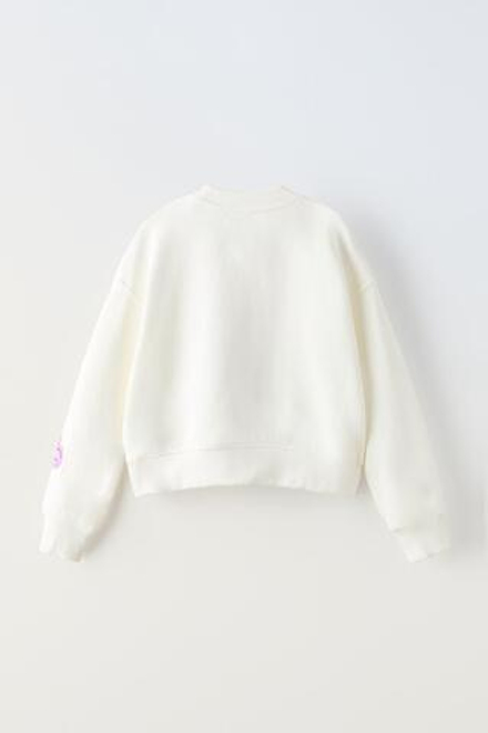 ZARA ТОЛСТОВКА С ПРИНТОМ SMILEYWORLD ®, ЖЕЛТОВАТО-БЕЛЫЙ