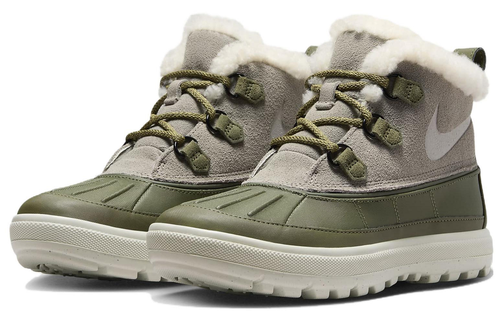 Nike Woodside comfortable and versatile simple shock-absorbing warm short boots women's gray-green