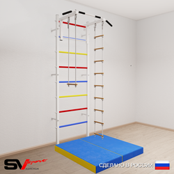 Шведская стенка Sv Sport усиленная 6184 (Турник стандарт/Лестница/Трапеция/Мат 1м)