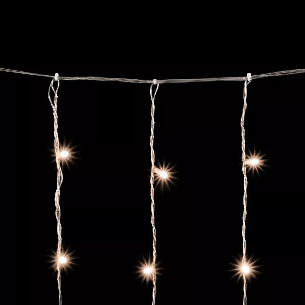 Светодиодный мерцающий облегченный занавес 2*3 м, 220V., 600 теплых белых LED ламп, прозрачный ПВХ, Beauty Led (PCL600NOTBL-10-2WW)