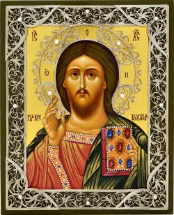 Спаситель Вседержитель. Рукописная икона Иисуса Христа.