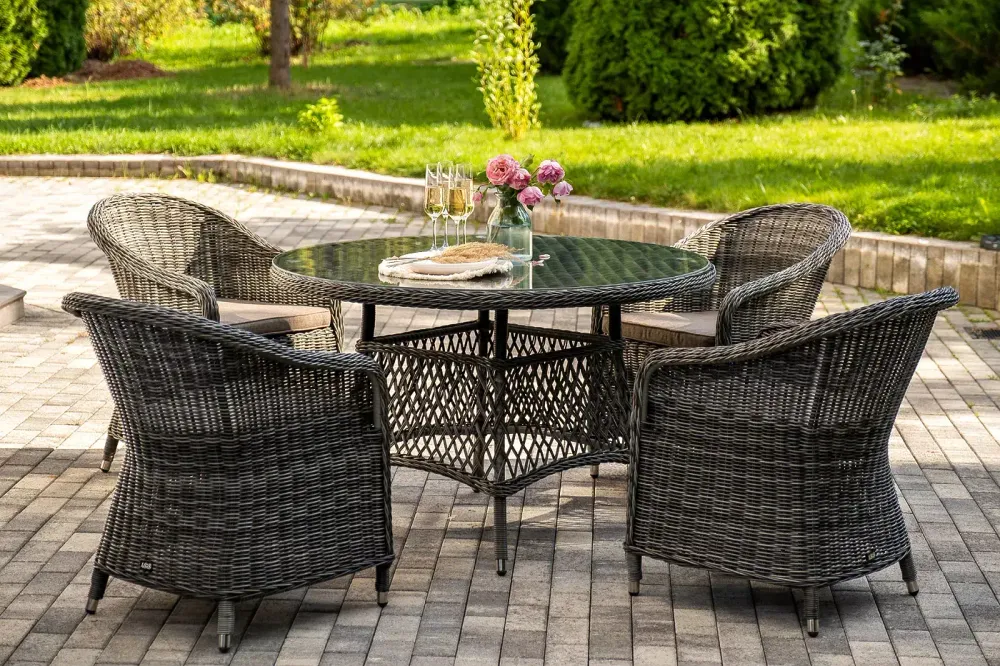 "Равенна" обеденная группа плетеная, цвет графит
