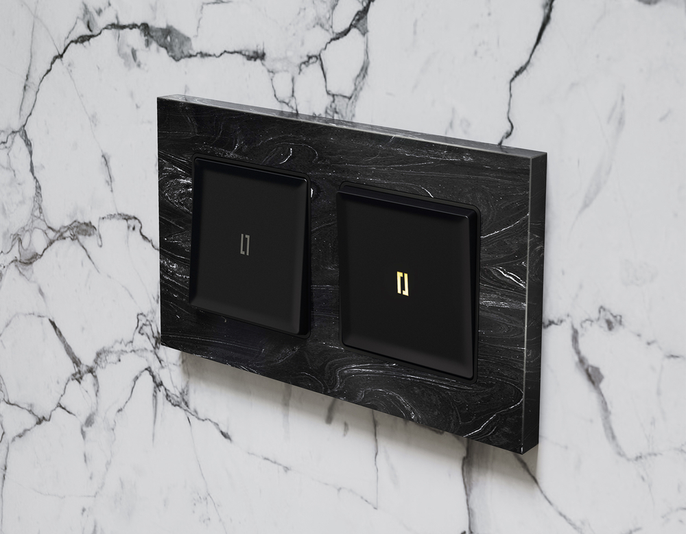 MA802010 Комплект механизма 1-кл выключателя с подсветкой 3200K ALFA Черный матовый QUANT (AP8020, VM101, G11Y)