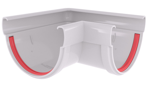 Угол желоба 90 град.Дизайн 135 ПВХ Grand Line белый (RAL 9003)