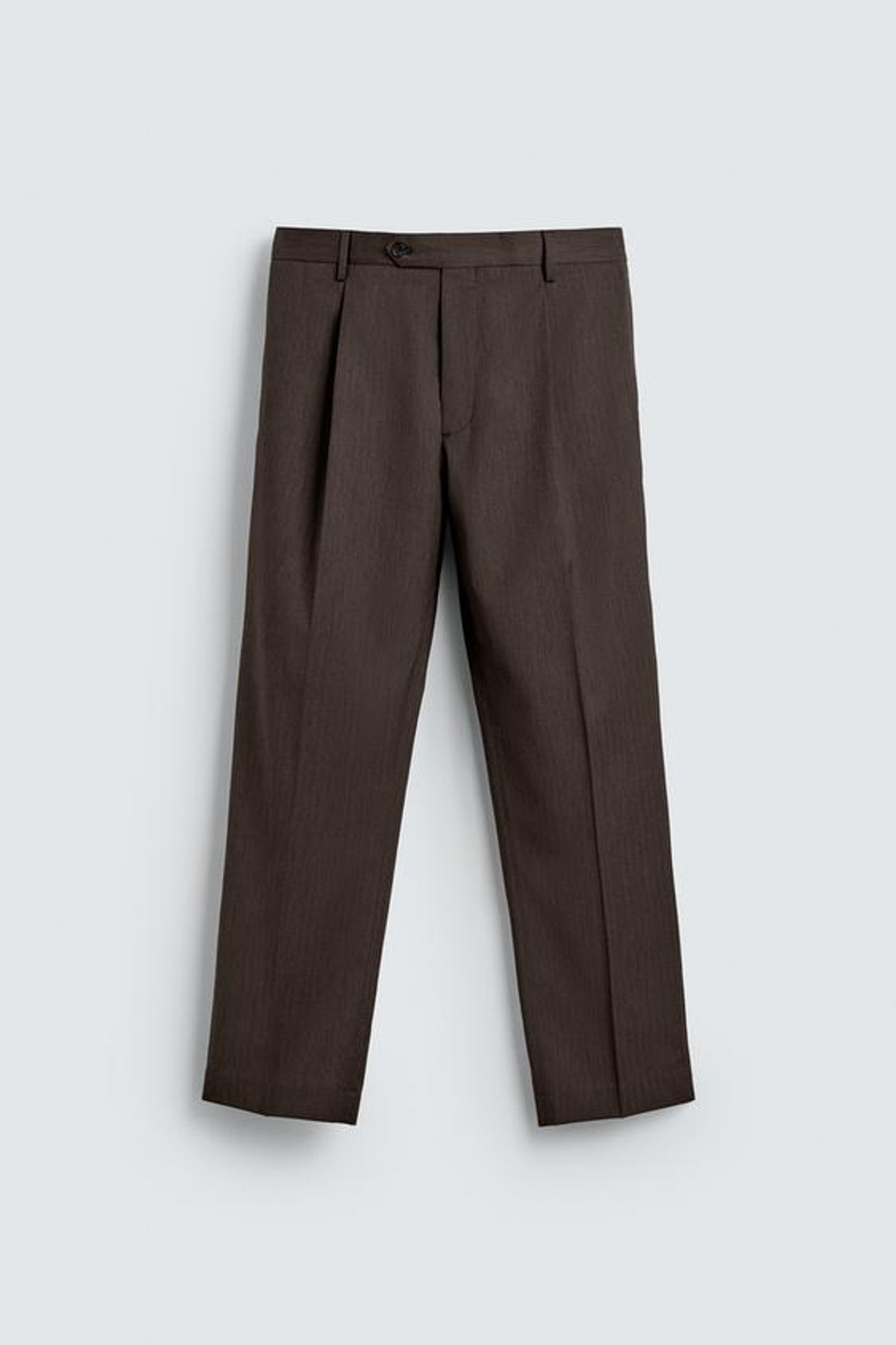 ZARA КОСТЮМНЫЕ БРЮКИ КЛАССИЧЕСКОГО КРОЯ В ЕЛОЧКУ, КОРИЧНЕВЫЙ