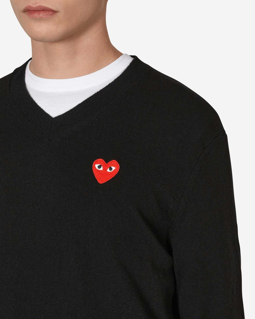 Comme Des Garçons Play Свитер С V-Образным Вырезом В Форме Сердца, Черный