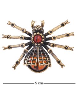 AM-4151 Брошь «Паук Невеста» (латунь, янтарь)