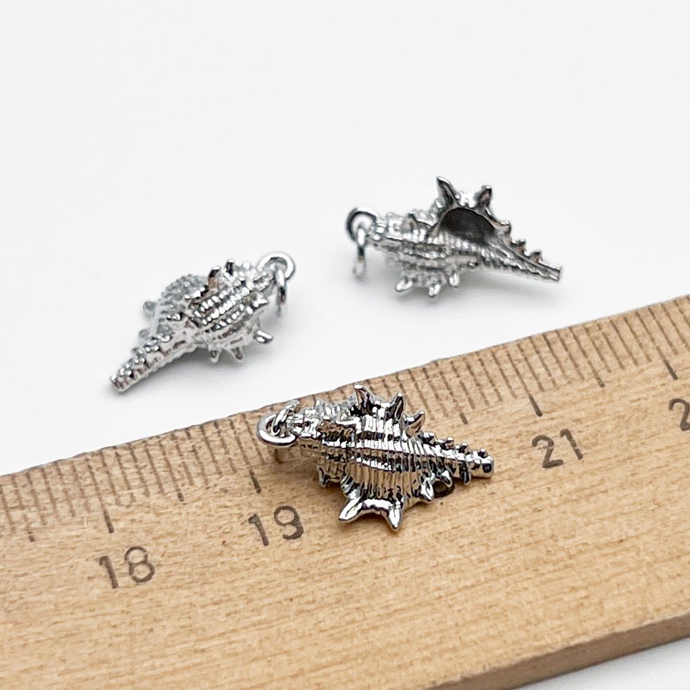 Подвеска Ракушка, цвет серебро (родий), размер 16*9 мм, цена за 1 шт