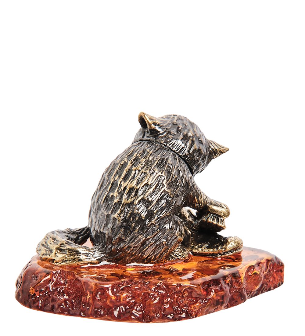 AM-2224 Фигурка «Кот Любимая работа» (латунь, янтарь)
