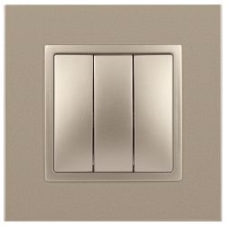 14-1107-04 ЭРА Выключатель тройной, 10АХ-250В, IP20, Эра Elegance, шампань