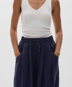 OYSHO Брюки-шаровары из 100% льна, темно-синий