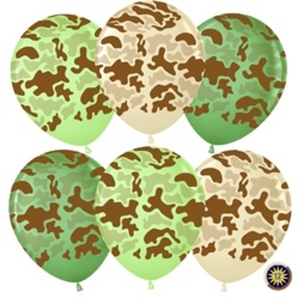 Шар (12"/30 см) Камуфляж, Ассорти, пастель, 5 ст 25 шт.