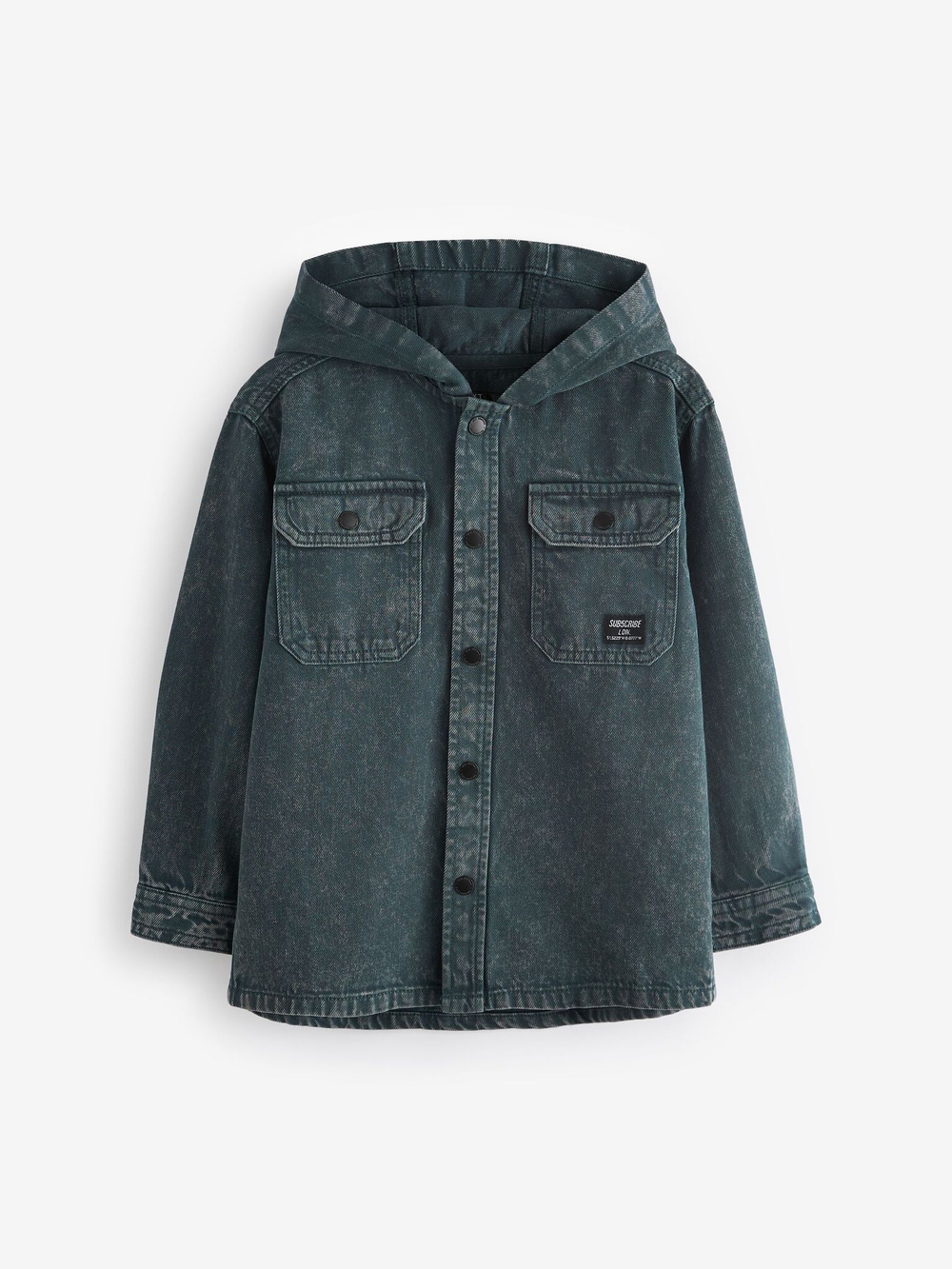 Рубашка с капюшоном джинсовая для мальчика Next K83-516, Темно-серый