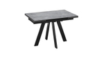 Стол кухонный обеденный раздвижной Черный муар/Керамика матовая серый мрамор 120(180)х80х77 см