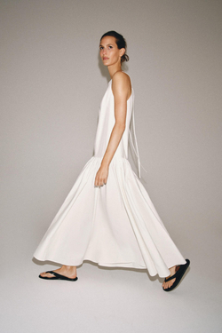 ZARA ПЛАТЬЕ СО СКЛАДКАМИ — ZW COLLECTION, БЕЛЫЙ