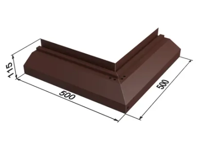 Внешний угол - Цокольный отлив для термопанелей, 500×115×500 мм, оцинкованная сталь