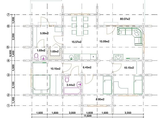 Планировка одноэтажного дома. Заокский район