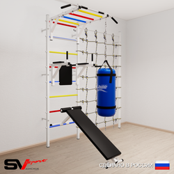 Шведская стенка Sv Sport усиленная 62420 (Турник рукоход/Брусья/Скамья/Цепь/Мешок 22кг/Канатный лаз)