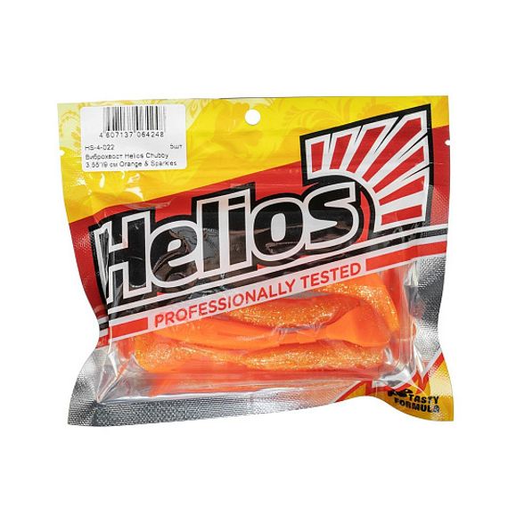 Виброхвост Helios Chubby 3,55"/9 см Orange & Sparkles 5шт. (HS-4-022)
