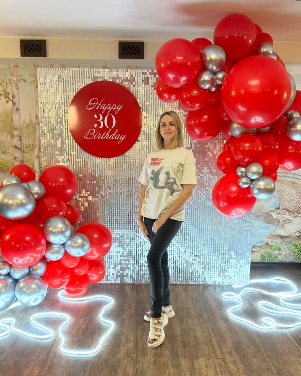 Фотозона Пайетка solaair серебро/красный №1704