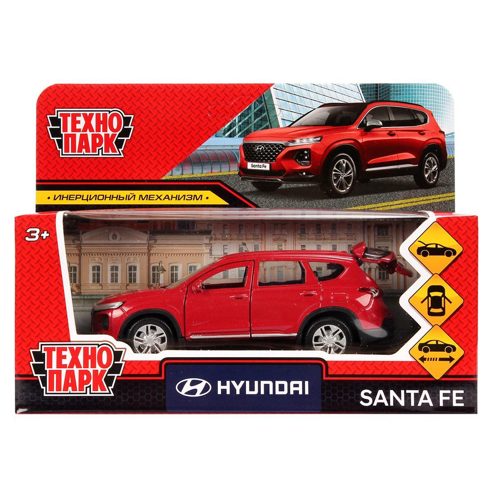 Модель ин. мет. "Hyundai Santafe" 12см, двер, багаж, красный, коробка SANTAFE2-12-RD (Технопарк)