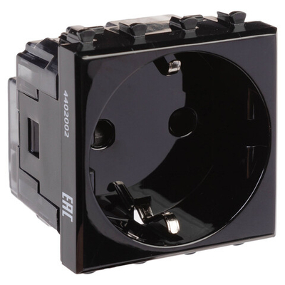 Розетка модульная, 2P+E, с з/ш, "Avanti", "Черный квадрат", 2 модуля