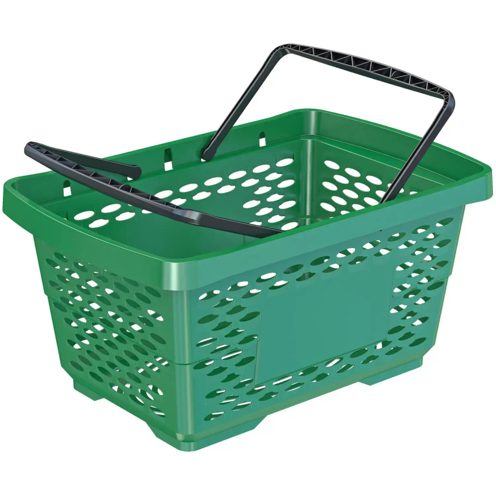 Корзина покупательская EVR_JAZZ 410262 пластик зеленый 28л усилен. дно 2руч