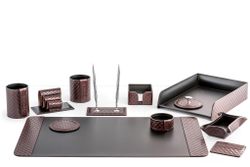 Канцелярский набор из кожи люкс Тренд цвет FG Brown /черный 12 предметов