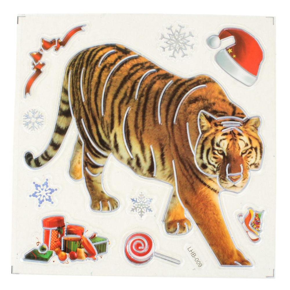 Наклейка новогодняя 18*22 см, 6 видов микс, пакет