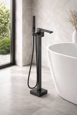 Напольный смеситель для ванны с душем STWORKI Карлстад S35130GB вороненая сталь