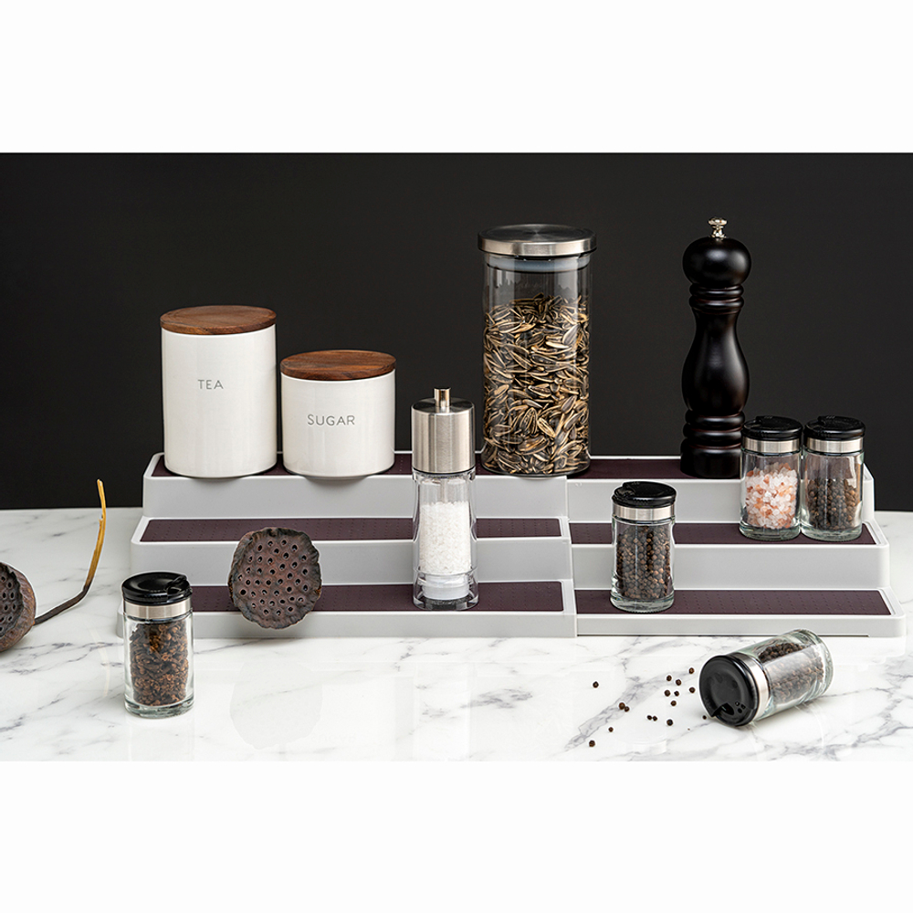 Полка трехъярусная раздвижная brage, 37х24,5х9 см, светло-серая/темно-сливовая