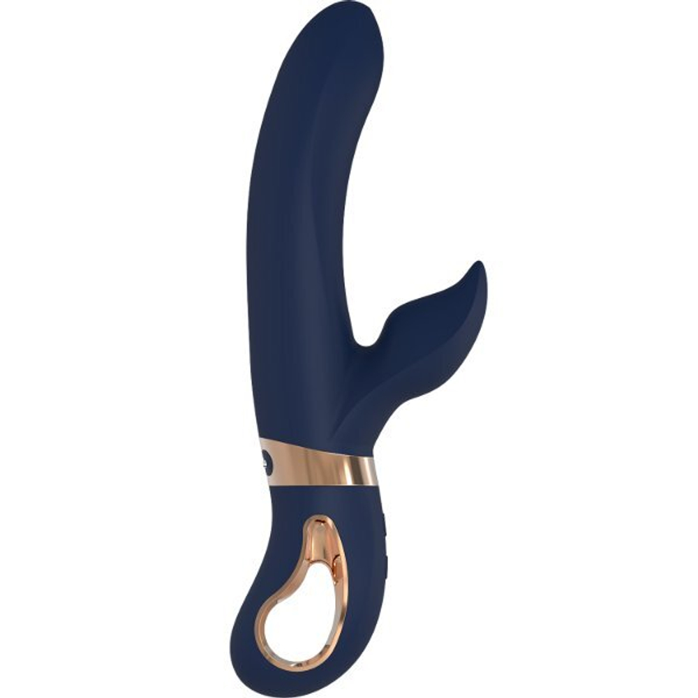 Темно-синий вибратор-кролик Atropos - 23 см. (Цвет: темно-синий)