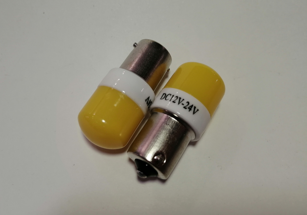 Светодиодная лампа P21W, желтая, один контакт, 12-24V (2 шт. комплект)