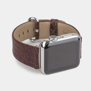 Ремешок для Apple Watch 44/45/46 mm из кожи аллигатора, коричневого цвета