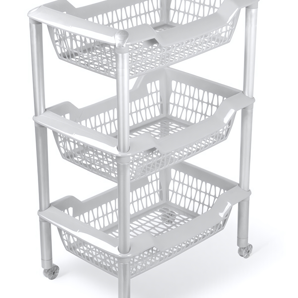 Этажерка универсальная на колёсиках «Джета» 3 корзины, цвет светло-серый С735СЕР